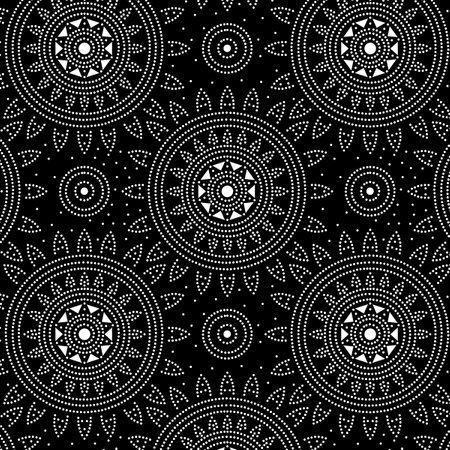 Seamless pattern with decorative elements. Black and white background.の写真素材