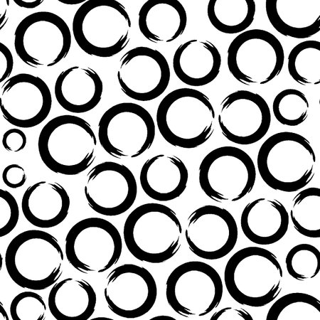 Seamless pattern with circles. Black and white vector background.の写真素材