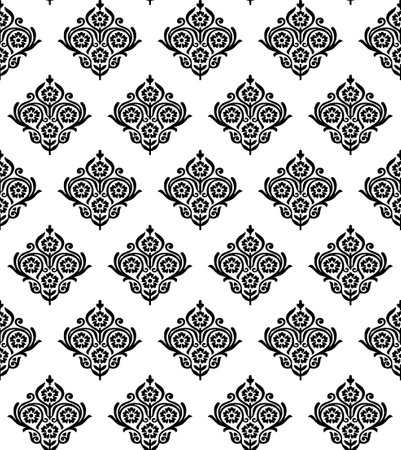 Seamless black and white damask pattern. Vector illustration.の写真素材