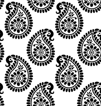 Black and white paisley seamless pattern. Ornamental background.の写真素材