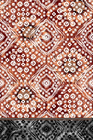 Seamless African pattern. Ethnic carpet with chevrons. Boho style.の写真素材