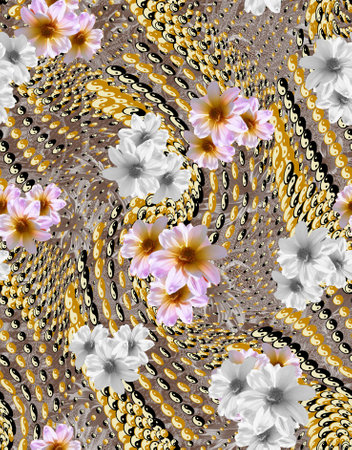 Seamless pattern with flowers. Floral background. Textile rapport.の写真素材