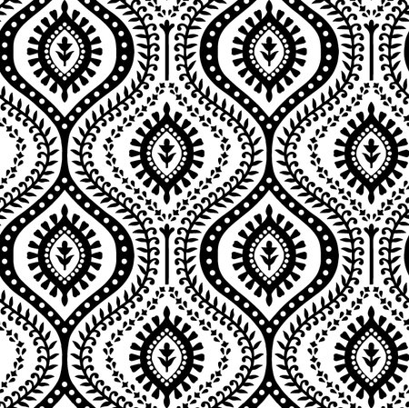 Seamless black and white ethnic pattern. Vector illustration for your designの写真素材