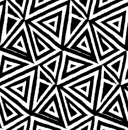 Seamless geometric pattern. Black and white hand drawn background.の写真素材