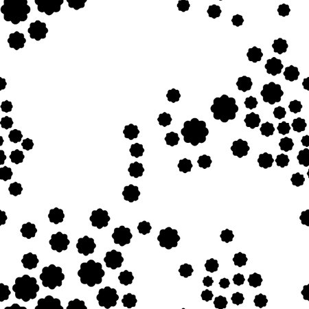 Abstract seamless pattern with black flowers on a white background. Vector illustration.の写真素材