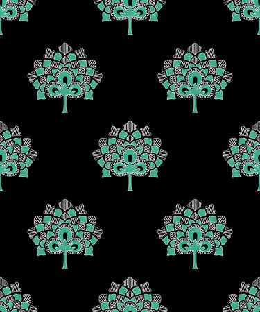 Seamless pattern with decorative ornamental trees. Vector illustration.の写真素材