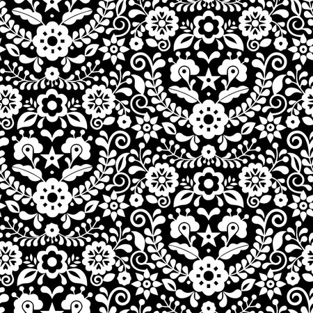 Seamless black and white floral pattern. Vector illustration for your designの写真素材