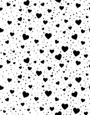 Seamless pattern with hearts. Black and white vector background.の写真素材