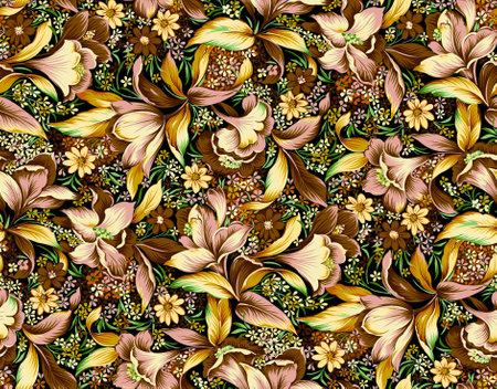 Seamless floral pattern with lily flowers. Vector illustration.の写真素材