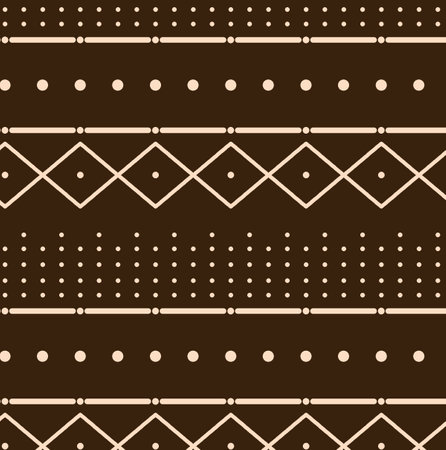 Seamless pattern with ethnic motifs. Vector illustration in brown colors.の写真素材