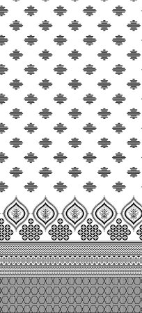 Seamless pattern with ethnic motifs in black and white colorsの写真素材