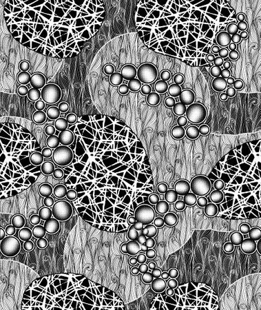 Seamless pattern with black and white circles. Vector illustration.の写真素材