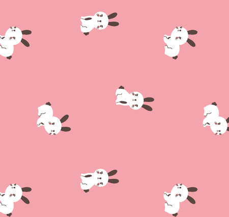 Seamless pattern with panda on pink background. Vector illustration.の写真素材