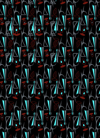 Seamless pattern with abstract musical notes on black background. Vector illustration.の写真素材