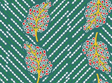 Seamless pattern with hand drawn doodle leaves. Vector illustration.