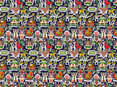 Tribal vector ornament. Seamless African pattern. Ethnic carpet with chevrons. Aztec style. Geometric mosaic on the tile, majolica. Ancient interior. Modern rug. Geo print on textile. Kente Cloth.の写真素材