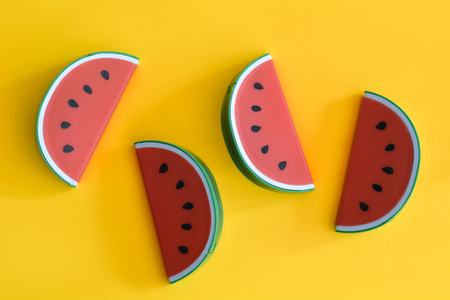Watermelon abstract minimal yellow background, Food concept
