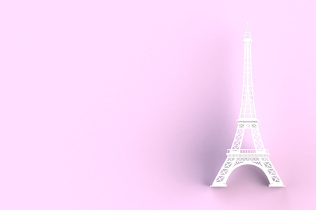 White eiffel tower on pink background, 3D renderingの写真素材