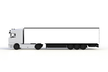 Mock up of side view white truck isolated on white background, 3d renderingの写真素材
