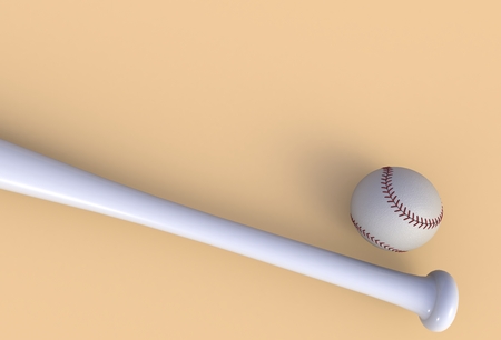 Baseball bat isolated on table, 3d renderingの写真素材