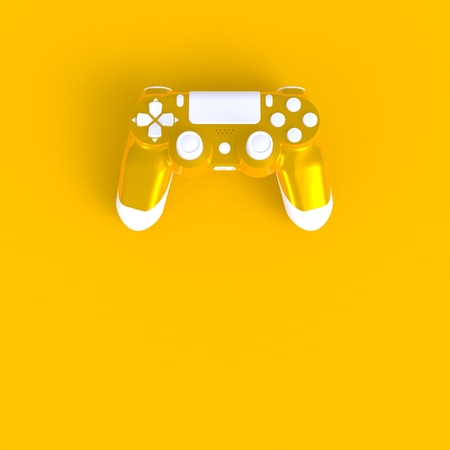 Joystick abstract minimal yellow background, Gaming concept, 3d rendering