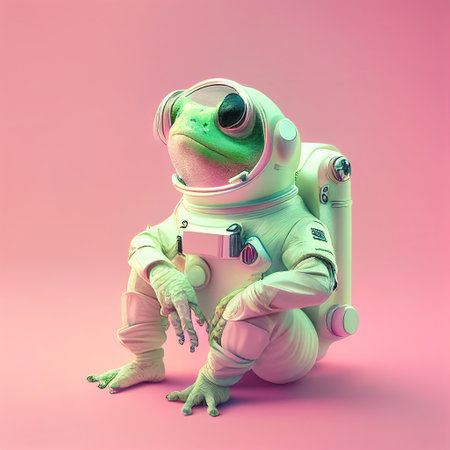 frog astronaut in a space suit, generative aiの素材
