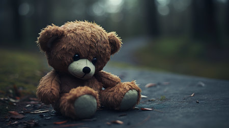 Cute teddybear with sad eyes isolated. Generative AIの素材