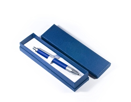 pencil in box isolated on white backgroundの写真素材