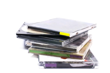 plastic cases of compact disk isolated on white