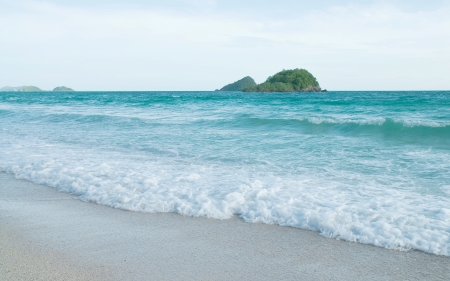 Tropical island with white sand beachの写真素材