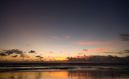 beautiful sunset on the beachの写真素材