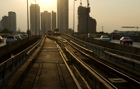 skytrain railway in townの写真素材