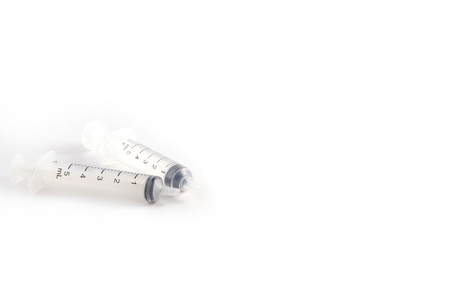 Medical syringe on white background.の写真素材