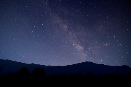 Milky way and stars over the mountain.