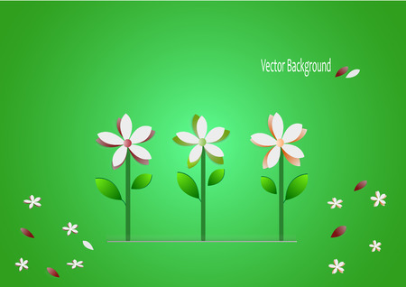Summer floral background with paper daisy flowers. Vector illustrationのイラスト素材