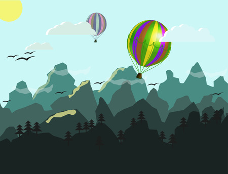 Flat sun landscape vector illustrationのイラスト素材