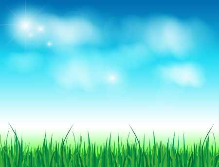 vector green grass and blue skyのイラスト素材
