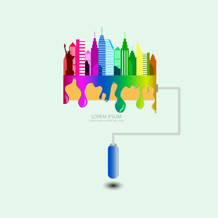 vector paint color city icon designのイラスト素材