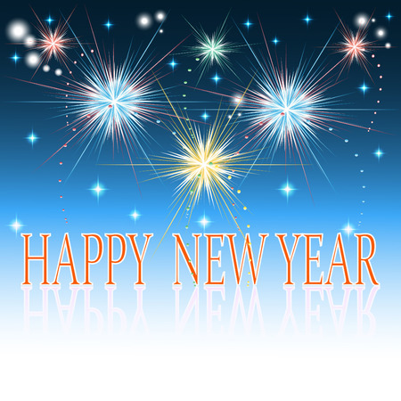 Happy New 2016 Year. Seasons greetings, colorful fireworks design. Vector illustratorのイラスト素材