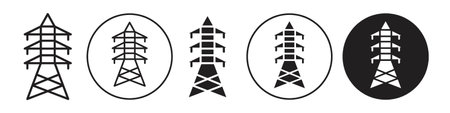 Electrical tower icon vector set collection for web vector set collection for app uiのイラスト素材