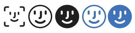 Face id icon vector set collection for web vector set collection for app uiのイラスト素材