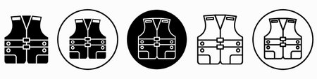 Life Jacket Icon with black outline vector set collection for web vector set collection for app uiのイラスト素材