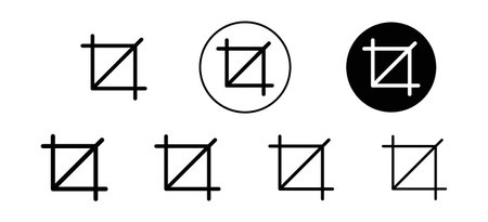 Crop tool icon vector logo set collection for web app uiのイラスト素材