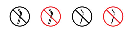 Stop using the plastic straw icon vector  set collection for web app uiのイラスト素材