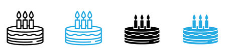 Birthday cake icon vector logo set collection for web app uiのイラスト素材