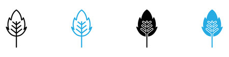 Birch leaf icon vector logo set collection for web app uiのイラスト素材