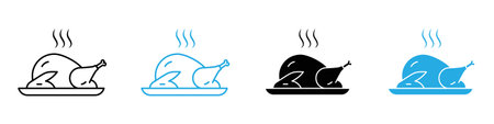 Baked turkey icon vector logo set collection for web app uiのイラスト素材