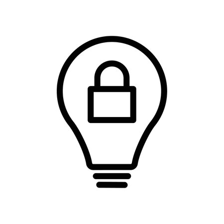 patented solution locked Icon logo sign vector outline in black and white colorのイラスト素材