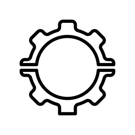 broken gear icon logo sign vector outline in black and white colorのイラスト素材