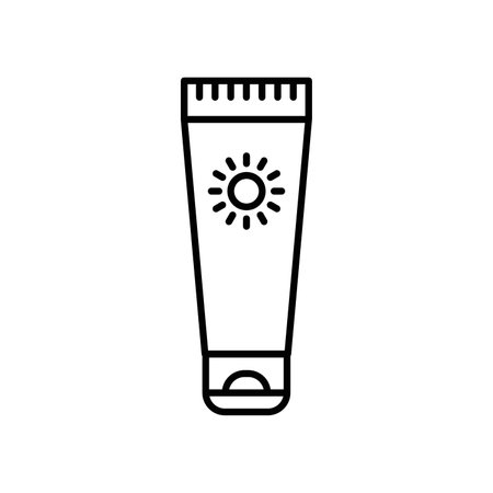 Sun cream icon logo sign vector outline in black and white colorのイラスト素材
